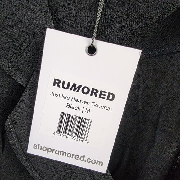 NEW Rumored NWT Sheer Ruffle Wrap Maxi Coverup Black M - Picture 9 of 14